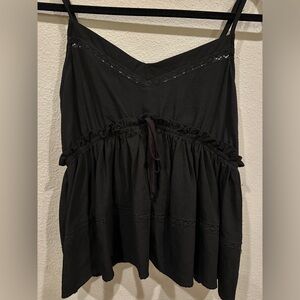 Black Top with Lace Trim